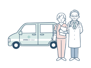 訪問看護スタッフと車両